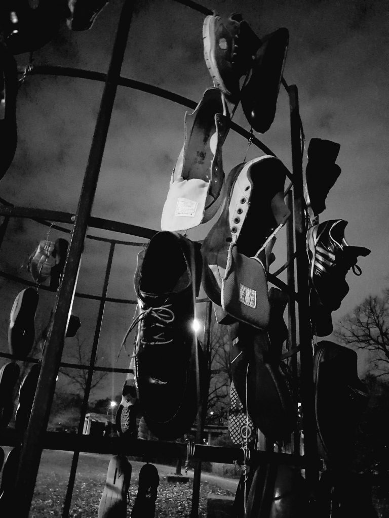 Humboldt Park formal garden shoe art