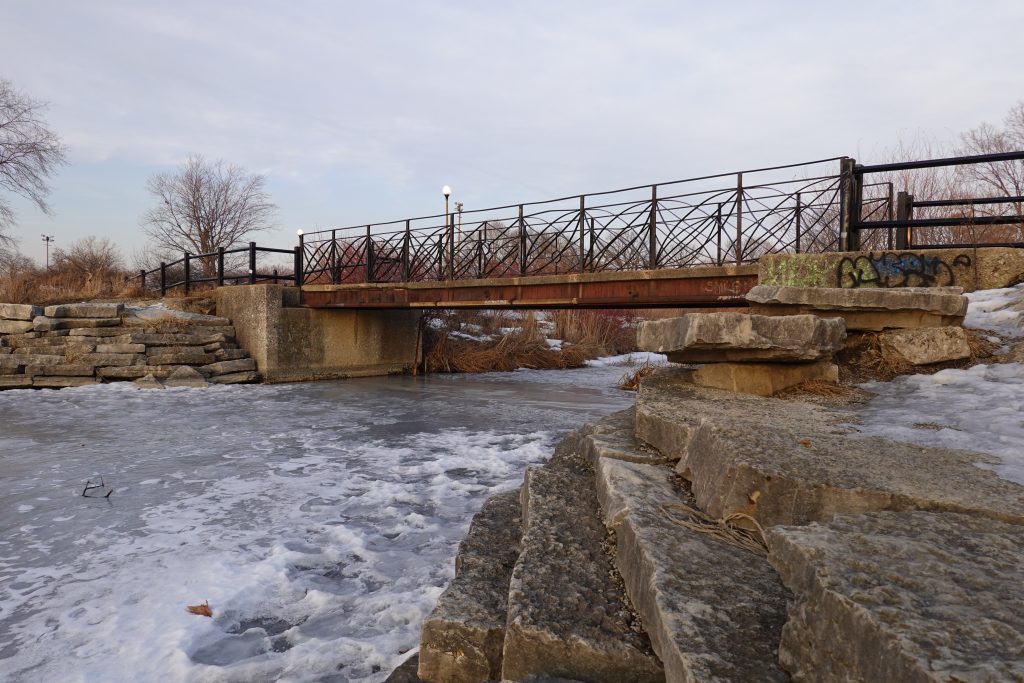 ice under humboldt park bridge