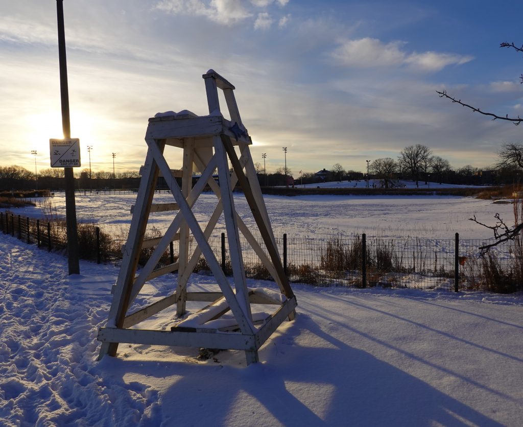 life guard chair in a snowy setting